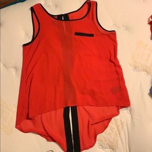 Sheer red and black top